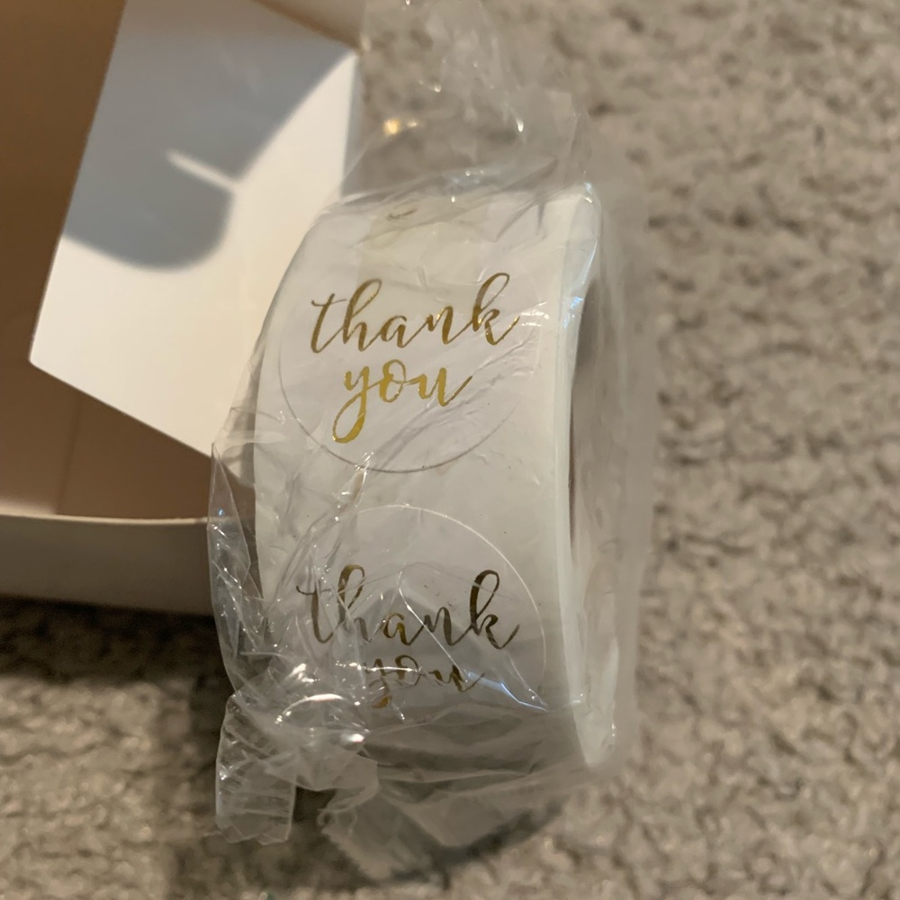 White and Gold Thank You Stickers